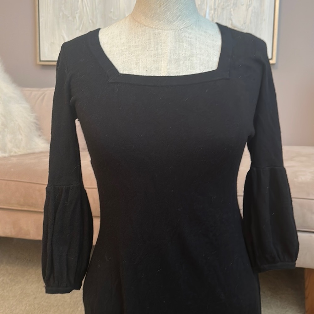 Black Knee Length Dress w/ Half Sleeves